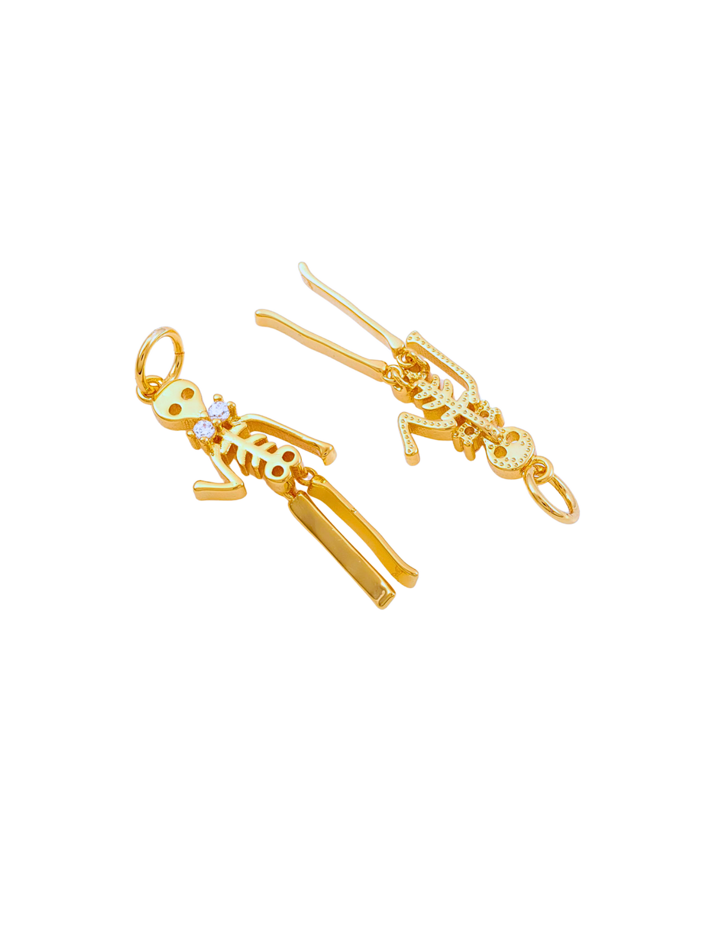 Gold Dangly Bowtie Skeleton Charm