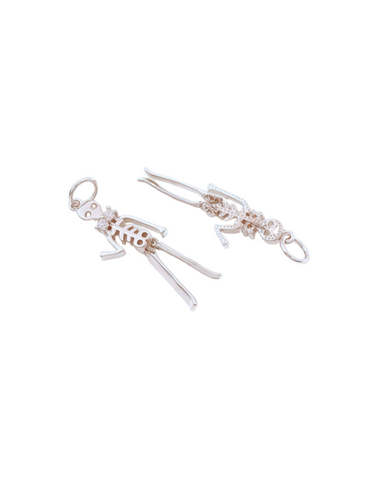 Silver Dangly Bowtie Skeleton Charm