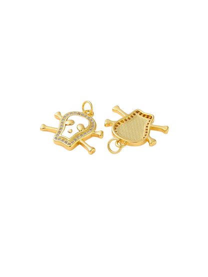 Gold and Pearlescent Embellished Skull Charm