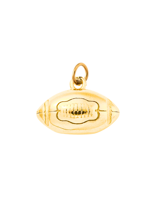 Front view of the Gold Engraved Football Charm