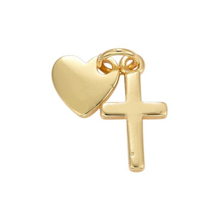 Front of the Gold Heart and Cross Charm