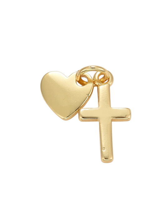 Front of the Gold Heart and Cross Charm