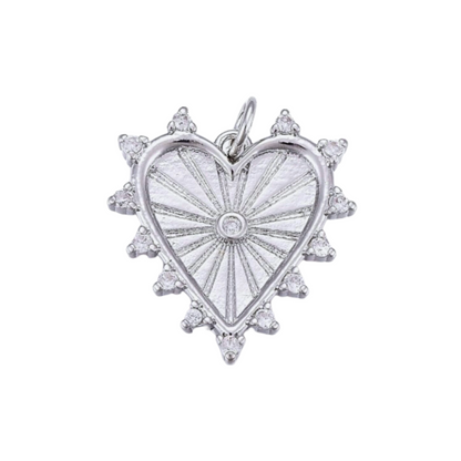 Front of the Silver Cubic Zirconia Starburst Heart