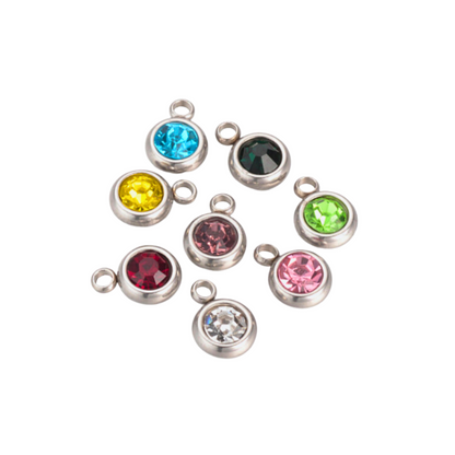 Front of the Silver Rhinestone Charms in Assorted Colors