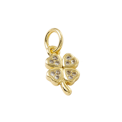 front of the Gold 'Good Luck' Four Leaf Clover Charm