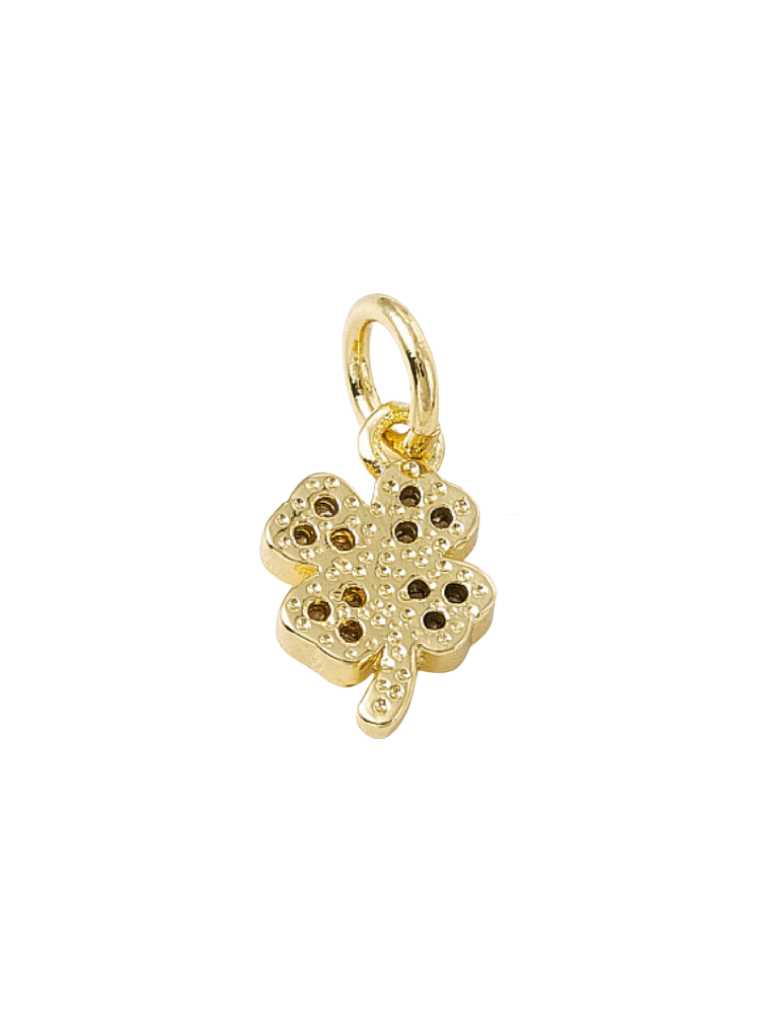 back of the Gold 'Good Luck' Four Leaf Clover Charm