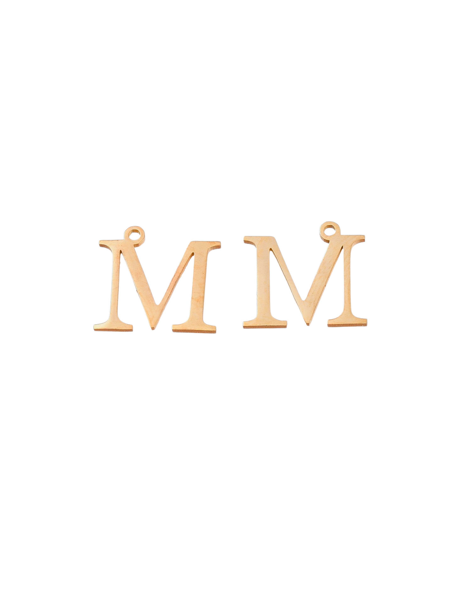 Front and back view of Gold Greek Life "Mu" Charms