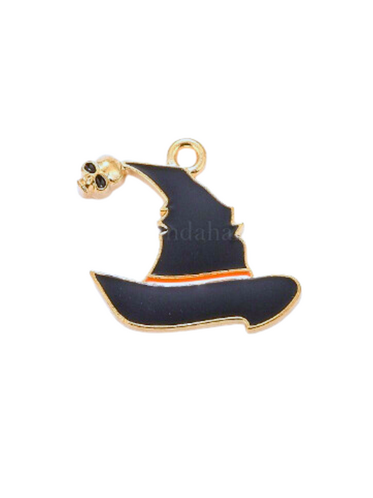 Gold Spooky Witch Hat Charm