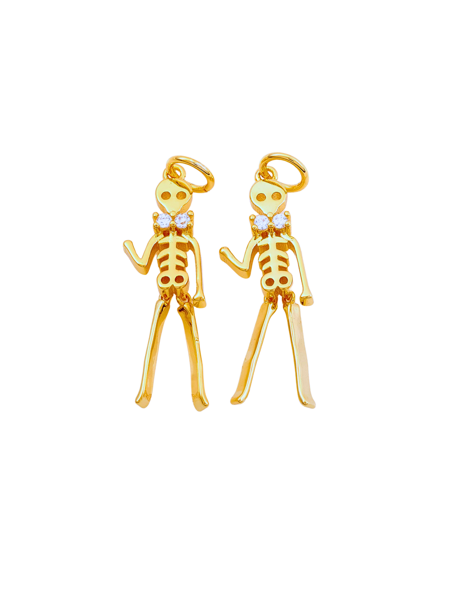 Gold Dangly Bowtie Skeleton Charm