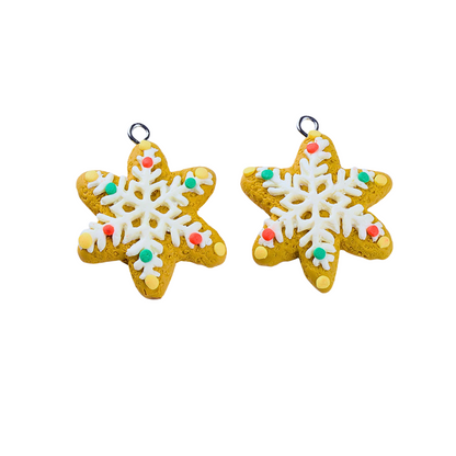 Front view of two Snowflake Cookie Lanyard Charms