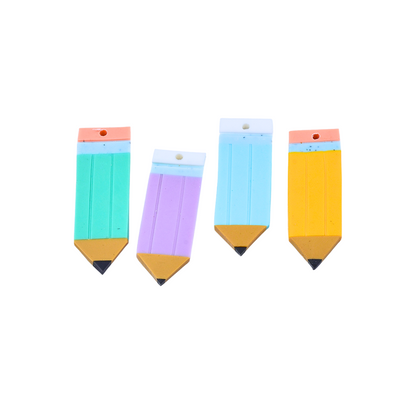Front view of four Classic Pencil Lanyard Charms in assorted colors