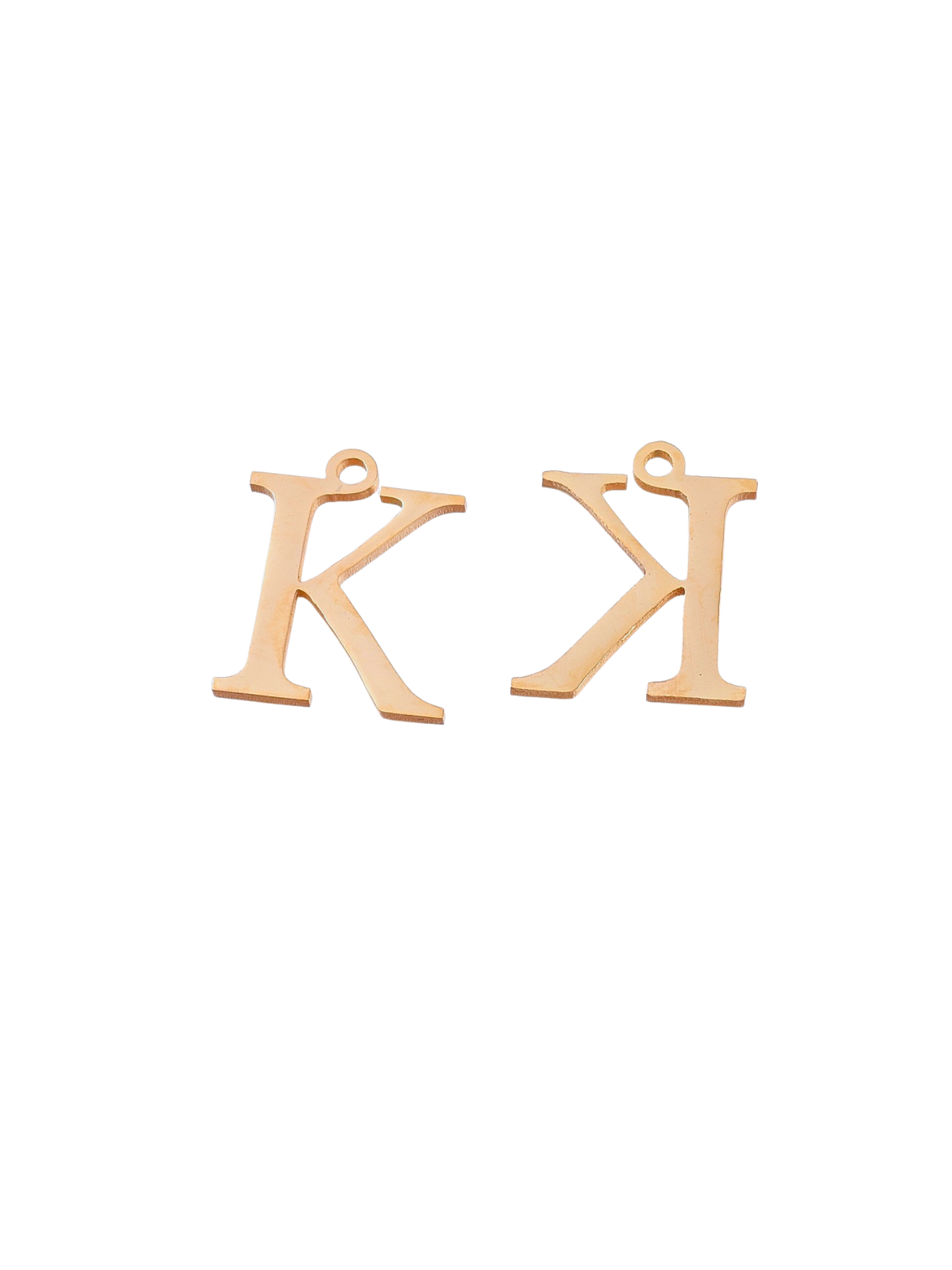 Front and back view of Gold Greek Life "Kappa" Charm