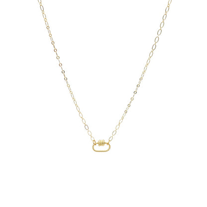 Front view of the Gold Christie Necklace with Small Bella Carabiner