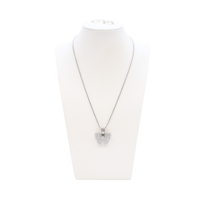 Front view of the Silver Rhinestone Bubble Letter Necklace | Letter W