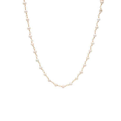 Gold Beth Pearl Charm Necklace