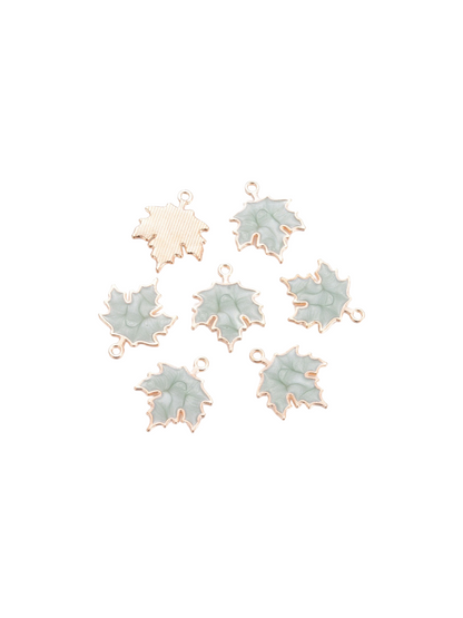 Group of Gold Marbled Leaf Charms with one flipped to the back