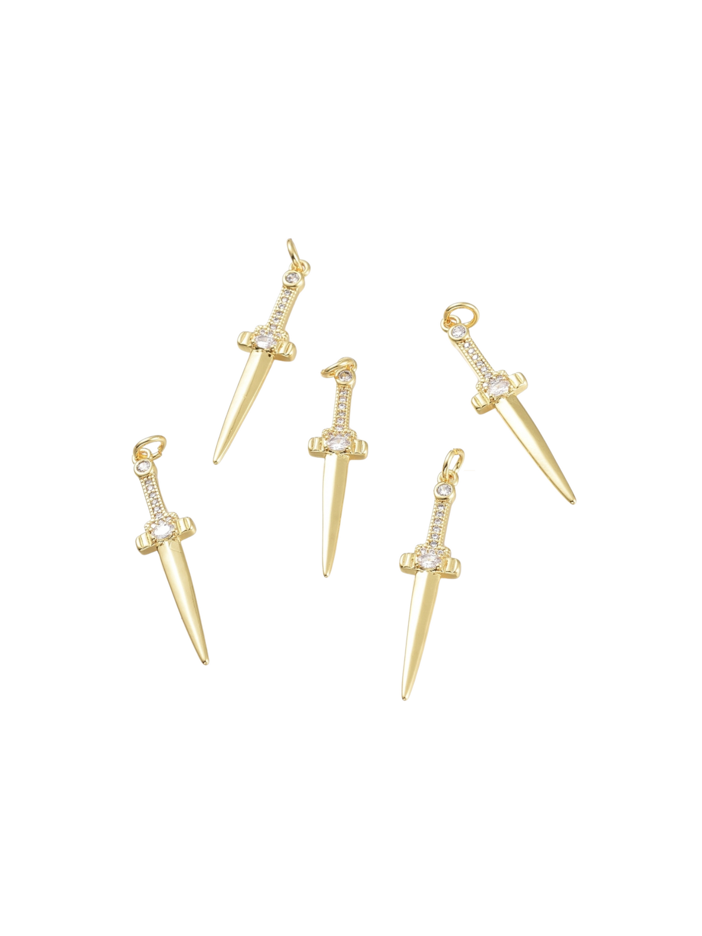 Front of five Gold Sword of the Spirit Charms