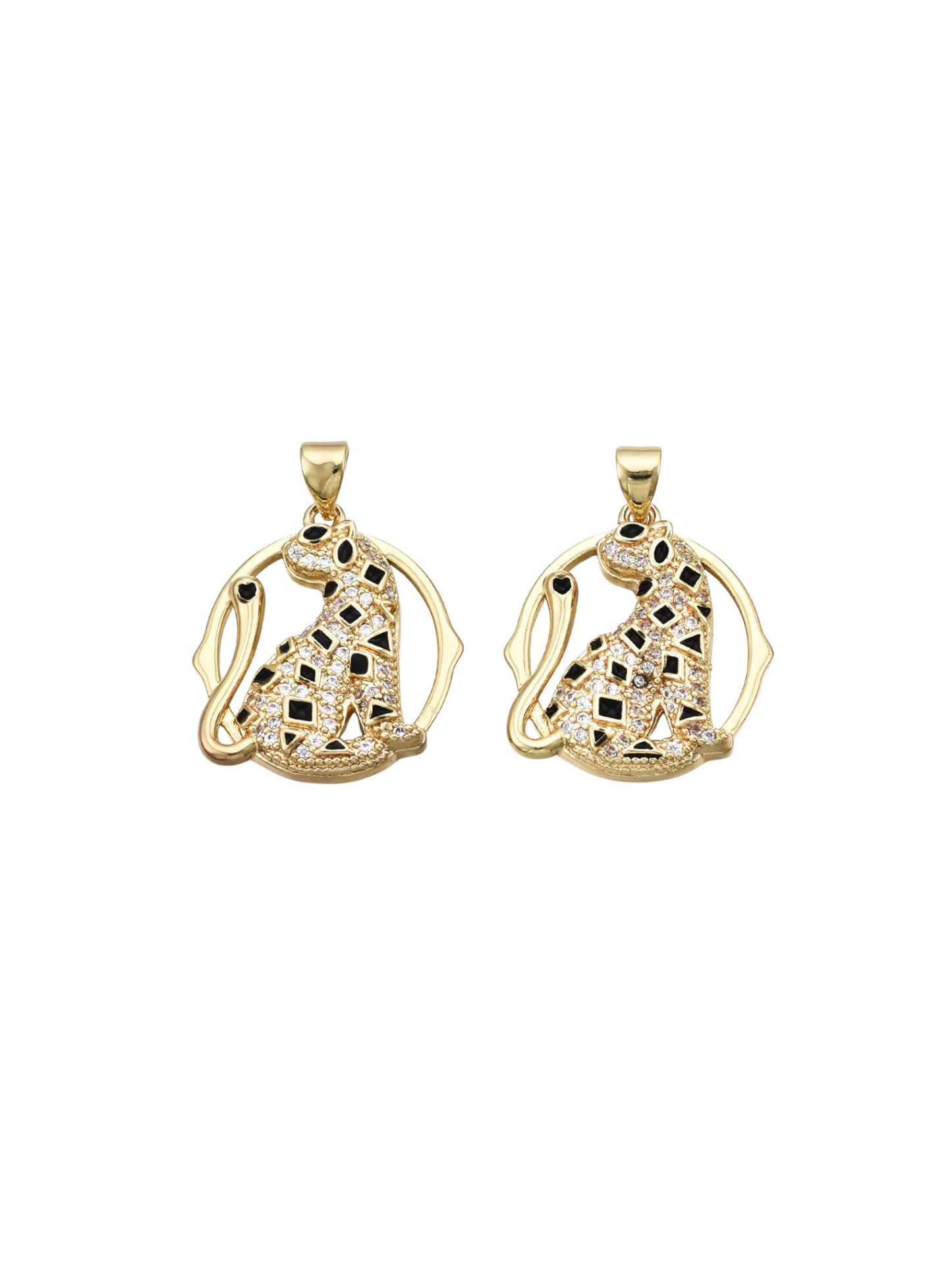 Front of two Gold Abstract Cheetah Charms