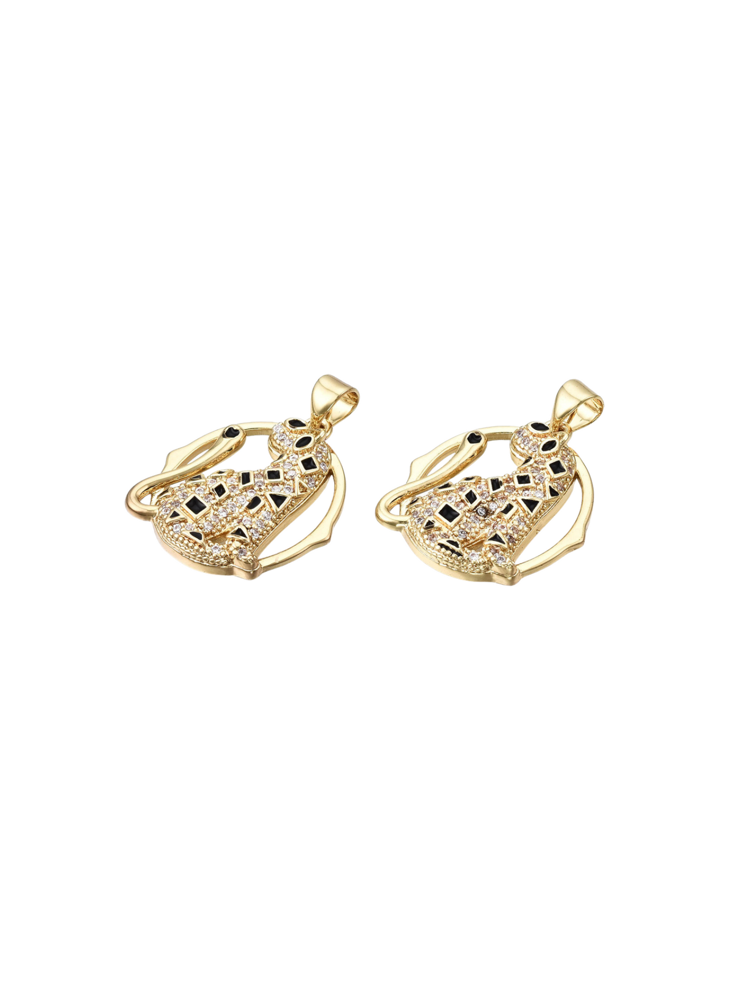 Side of two Gold Abstract Cheetah Charms