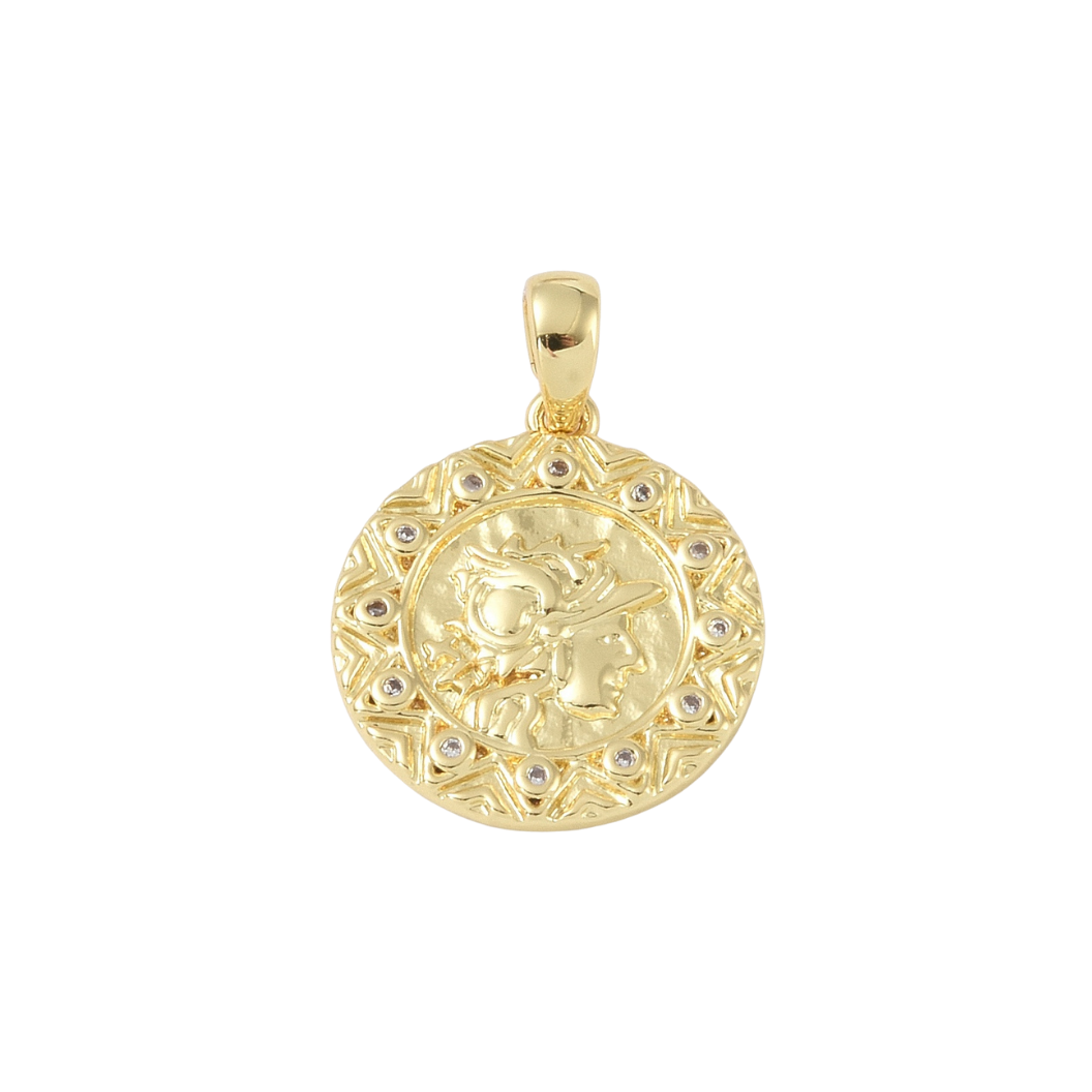 Front of the Gold Athena’s Gaze with Cubic Zirconia Charm