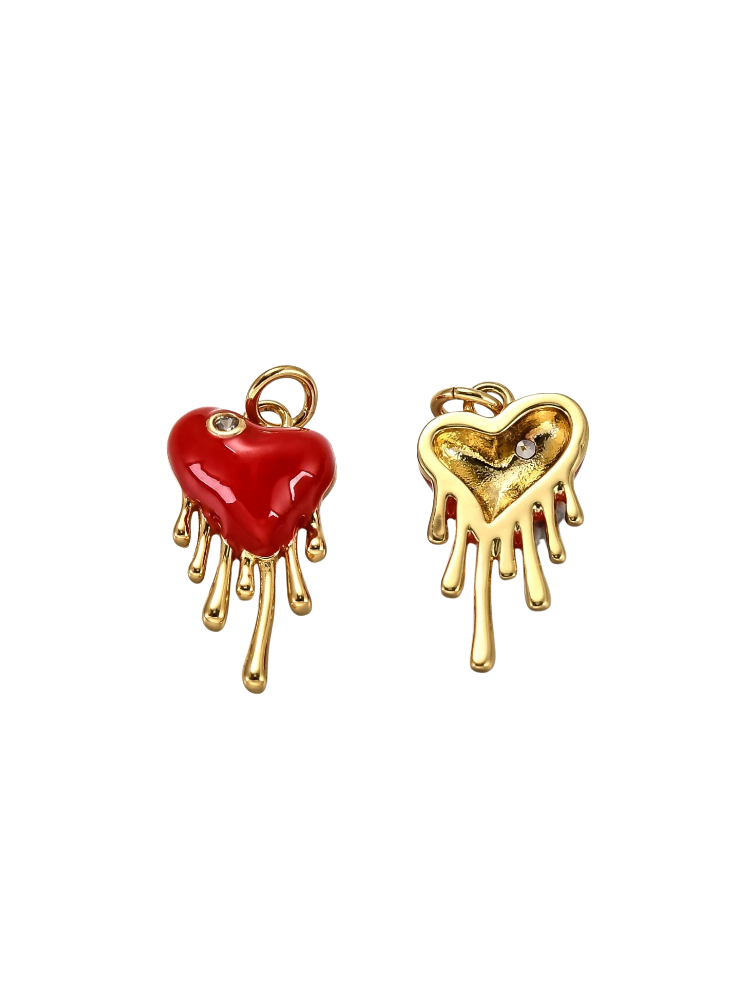 Front and back of the Gold Bleeding Heart Charm