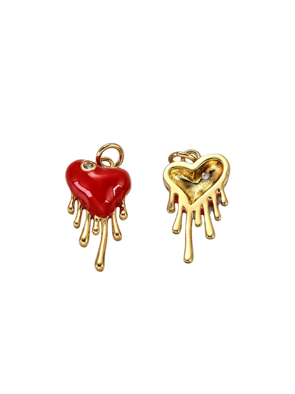 Front and back of the Gold Bleeding Heart Charm