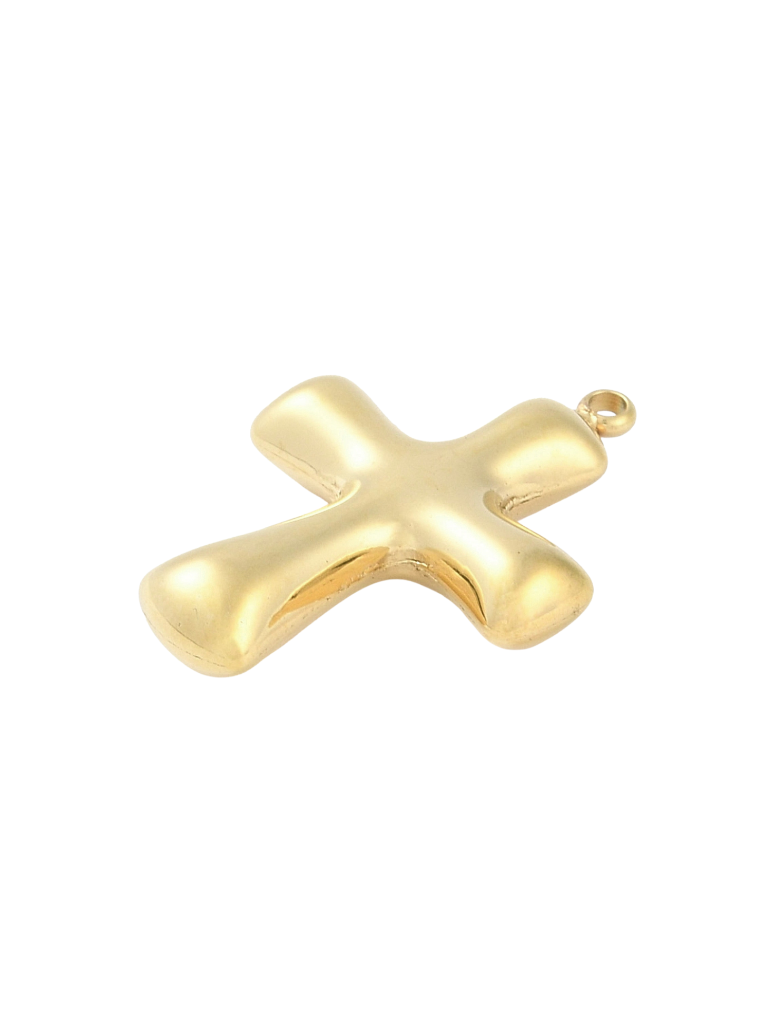 Side of the Gold Bubble Cross Charm