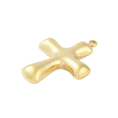 Side of the Gold Bubble Cross Charm