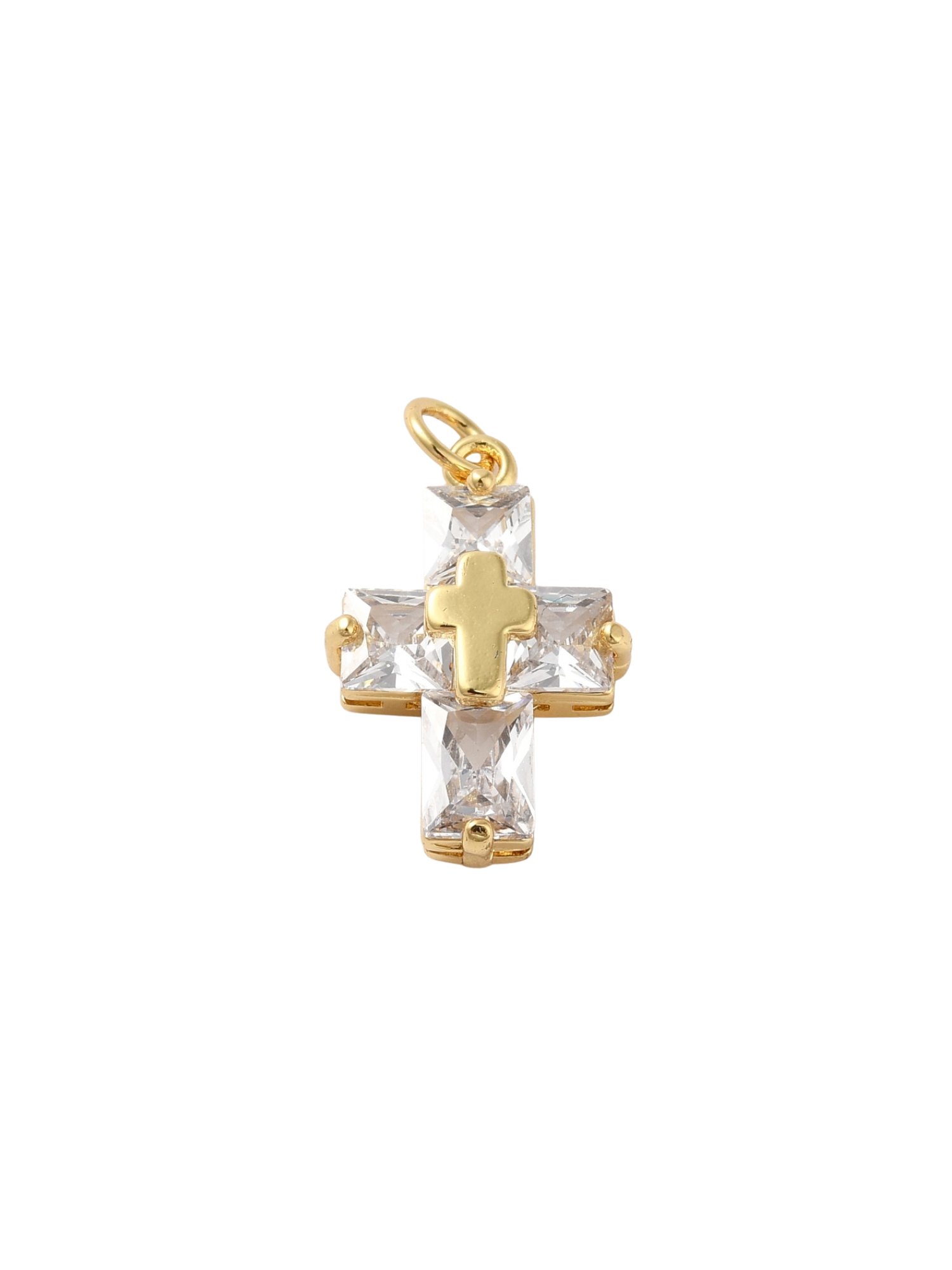 Front of the Gold Cubic Zirconia Cross Charm