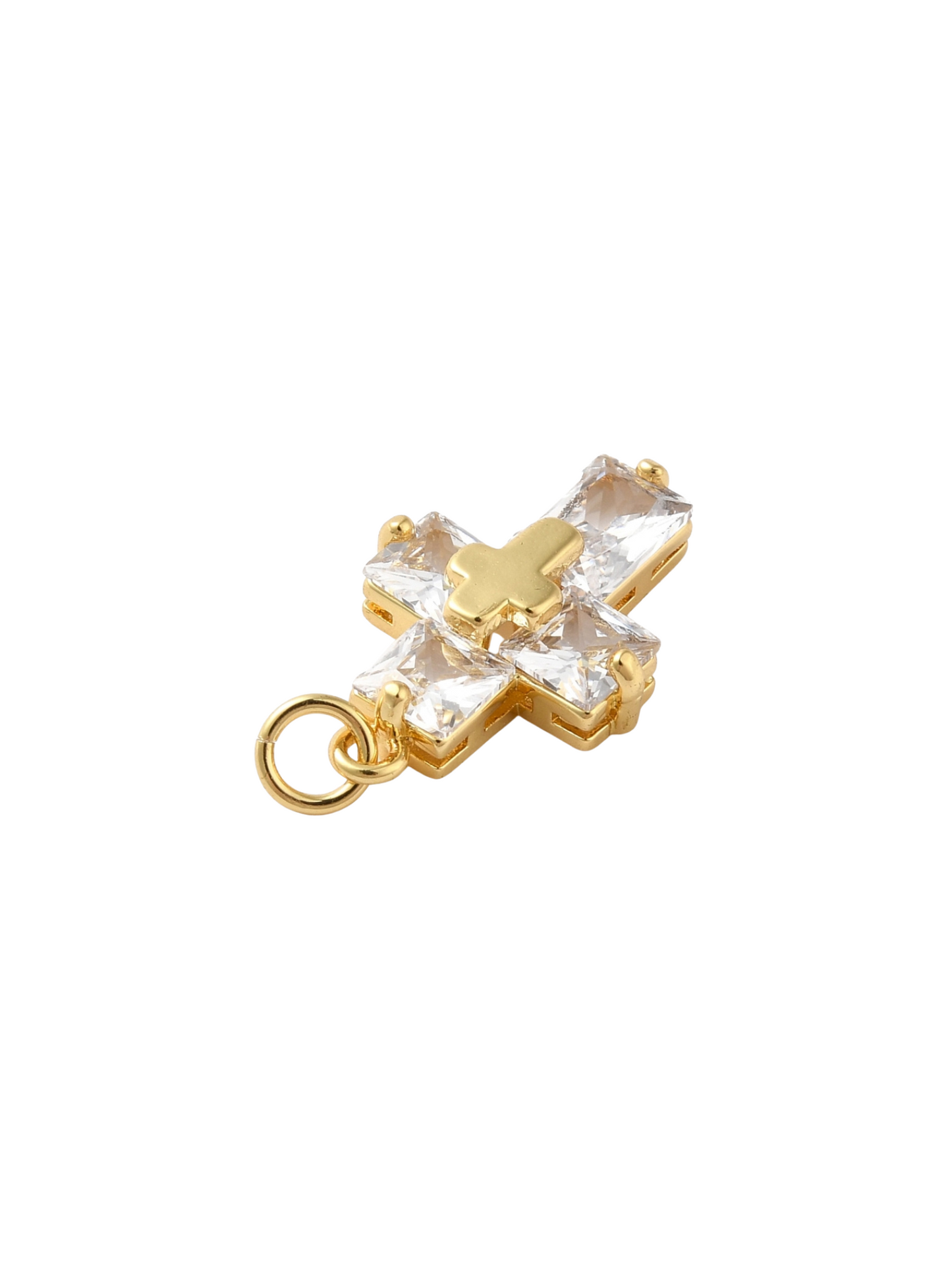 Side of the Gold Cubic Zirconia Cross Charm