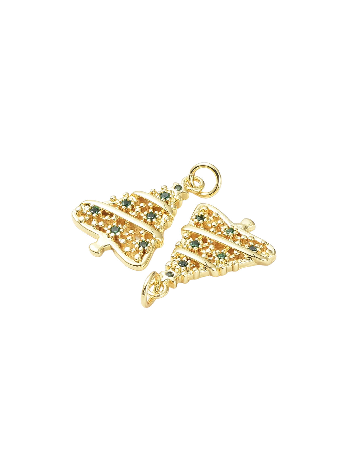 Side of two Gold Evergreen Christmas Tree Charms