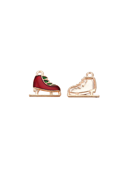 Front and back of the Gold Festive Ice Skate Charms