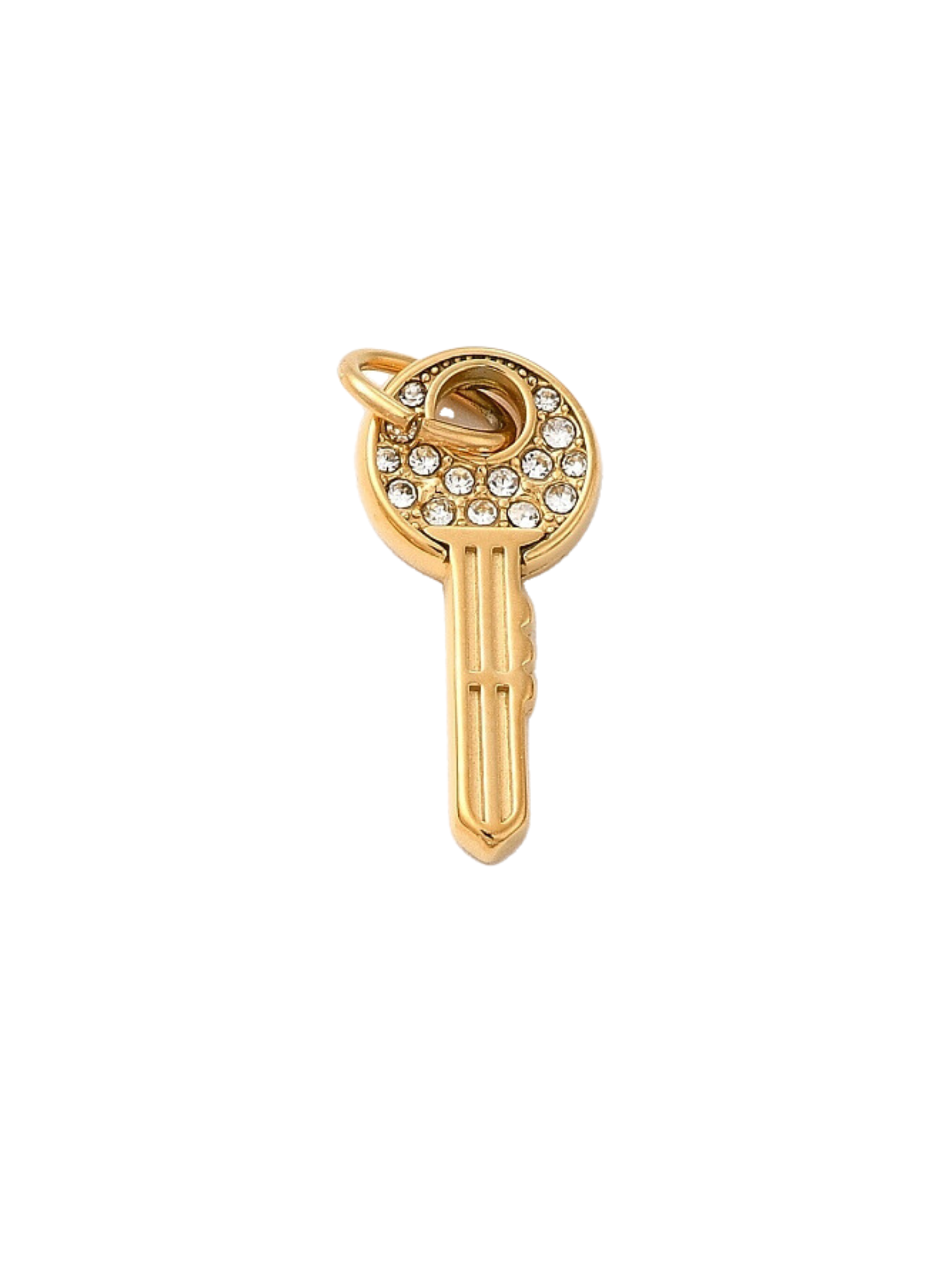 The Gold Home Sweet Home Key Charm with clear rhinestones