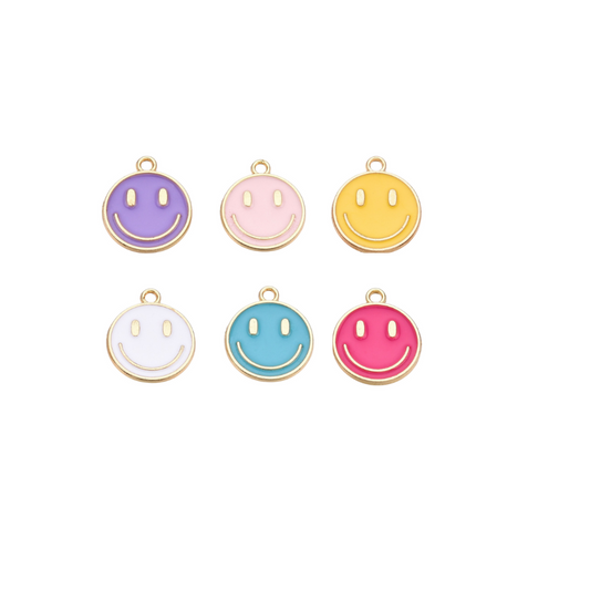 Front view of the Gold Large Smiley Face Charms | Assorted 