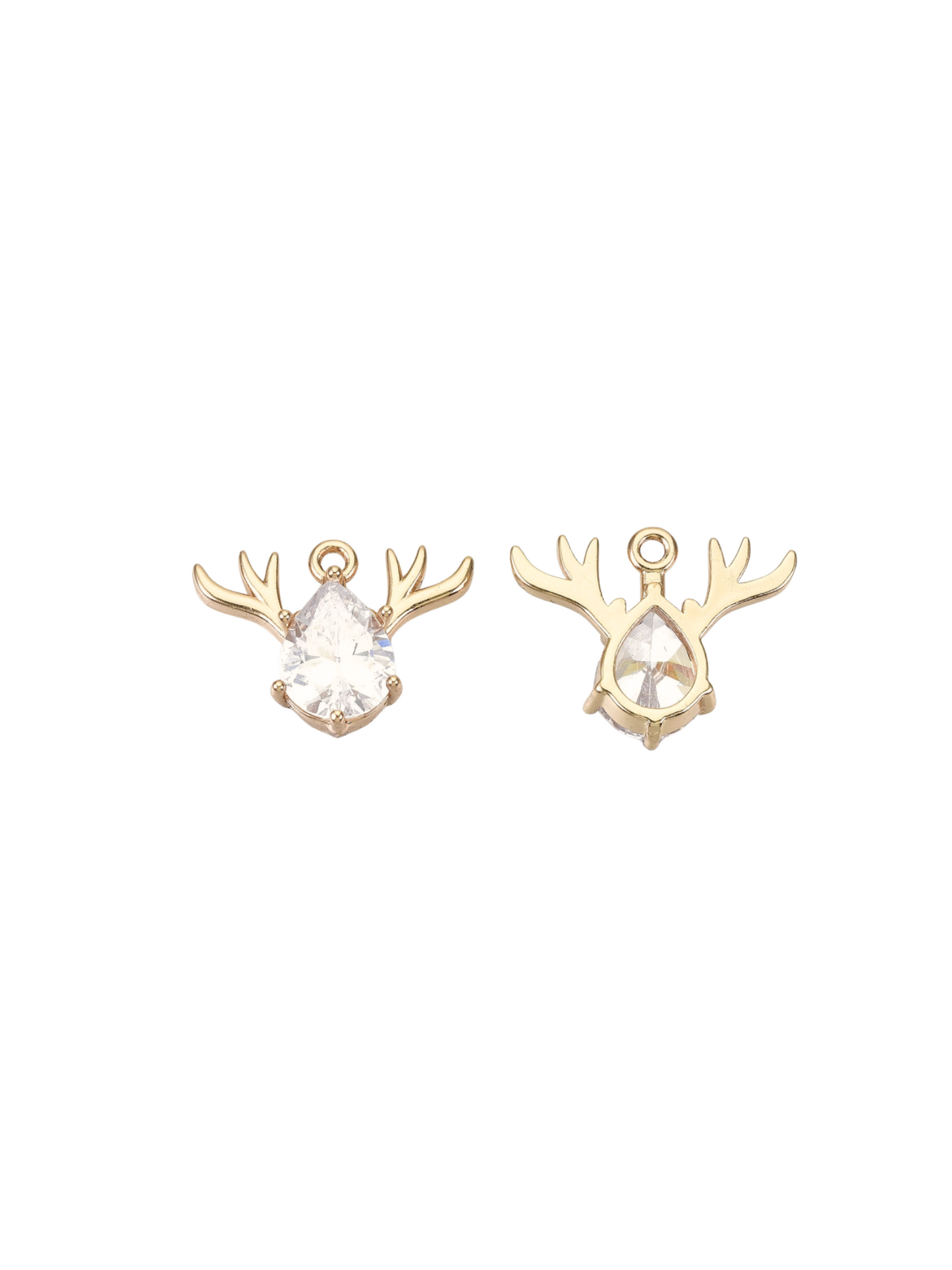 Front and back of the Gold Reindeer Antler Charm