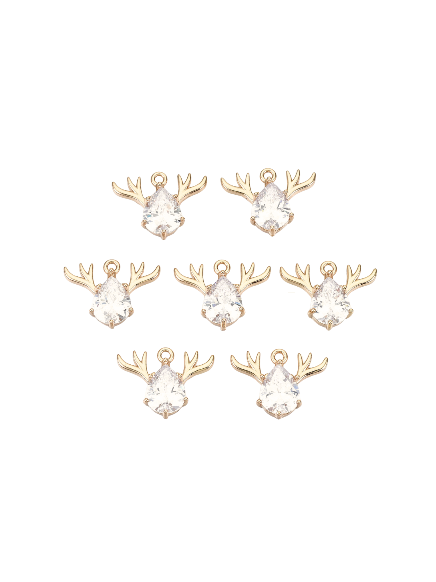 Front of seven Gold Reindeer Antler Charms