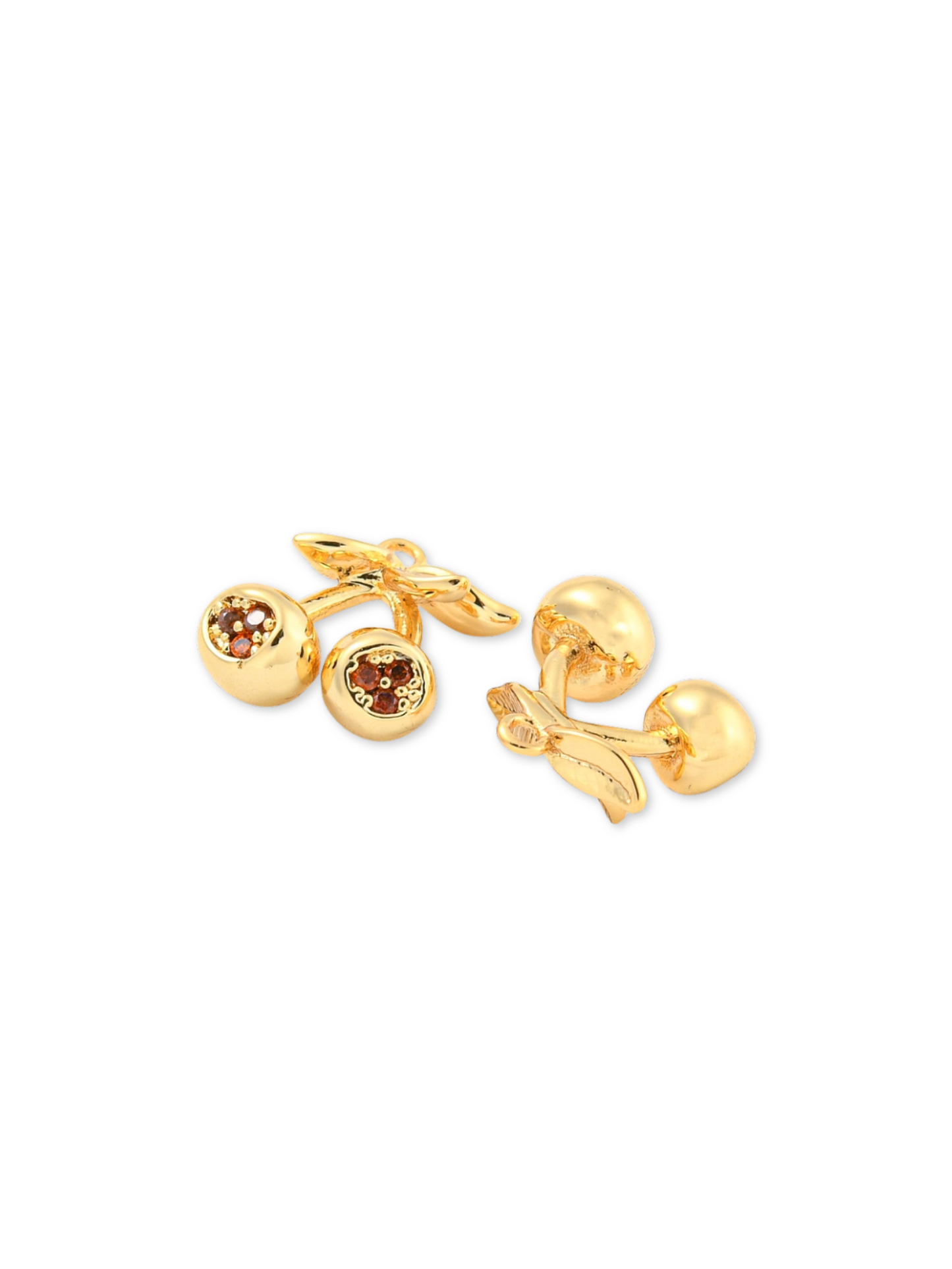 Gold Rhinestone Cherry Charm 