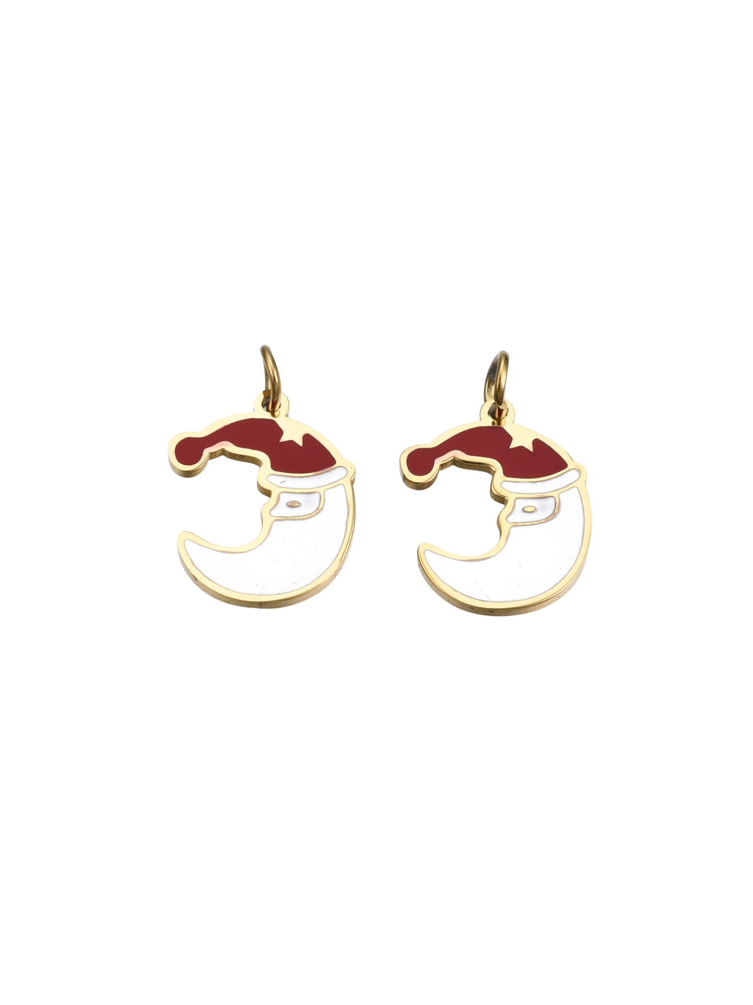 Front of two Gold Santa Crescent Moon Charm