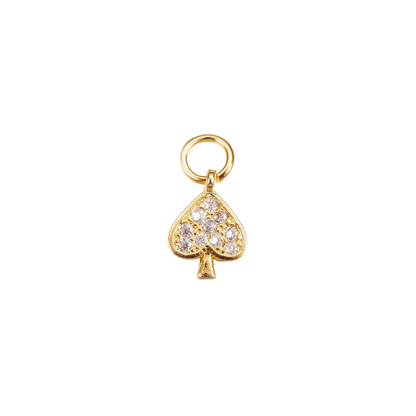 Front view of the Gold Shimmer Spade with Cubic Zirconia Charm