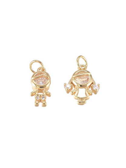Tiny Rhinestone Boy and Girl Charms