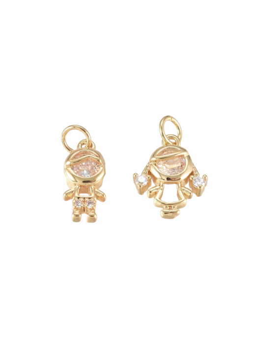 Tiny Rhinestone Boy and Girl Charms