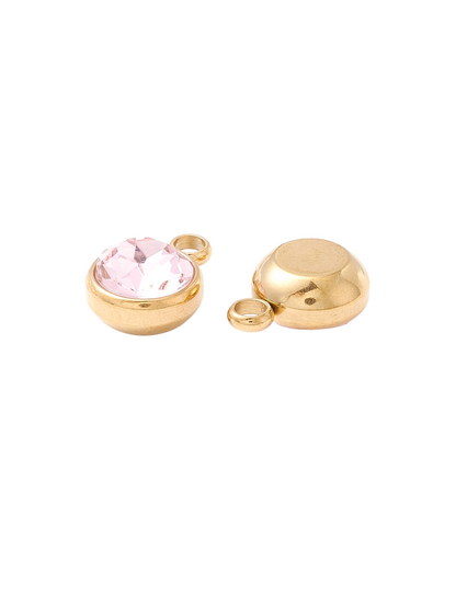  Front and back view of Gold Round Assorted Glass Charms