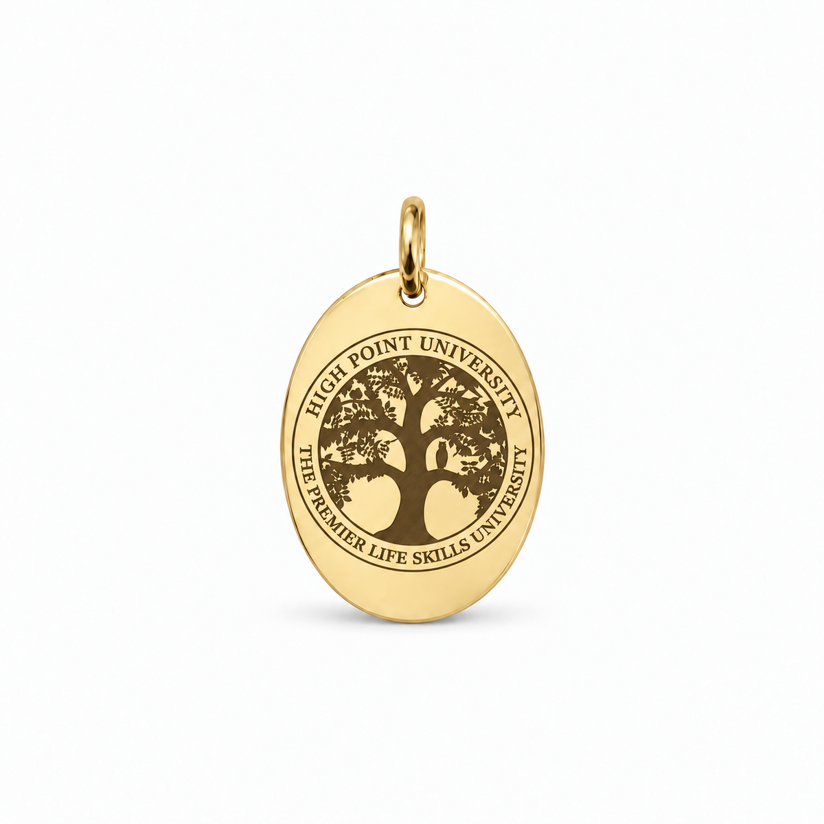 High Point University Small Gold Oval Charm - High Point University Life Skills Tree