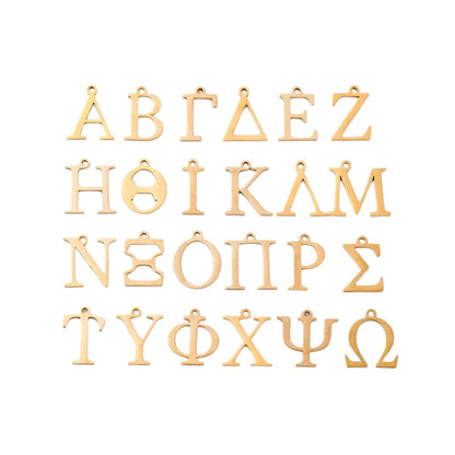 Front view of the Gold Greek Life Charms