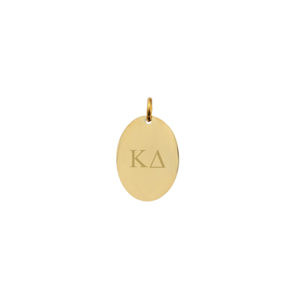 Kappa-delta-gold-small-oval-charm-front-horizontal-greek-letters