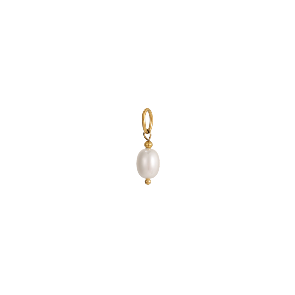 Gold Dainty Pearl Drop Charm - Waterproof Stainless Steel