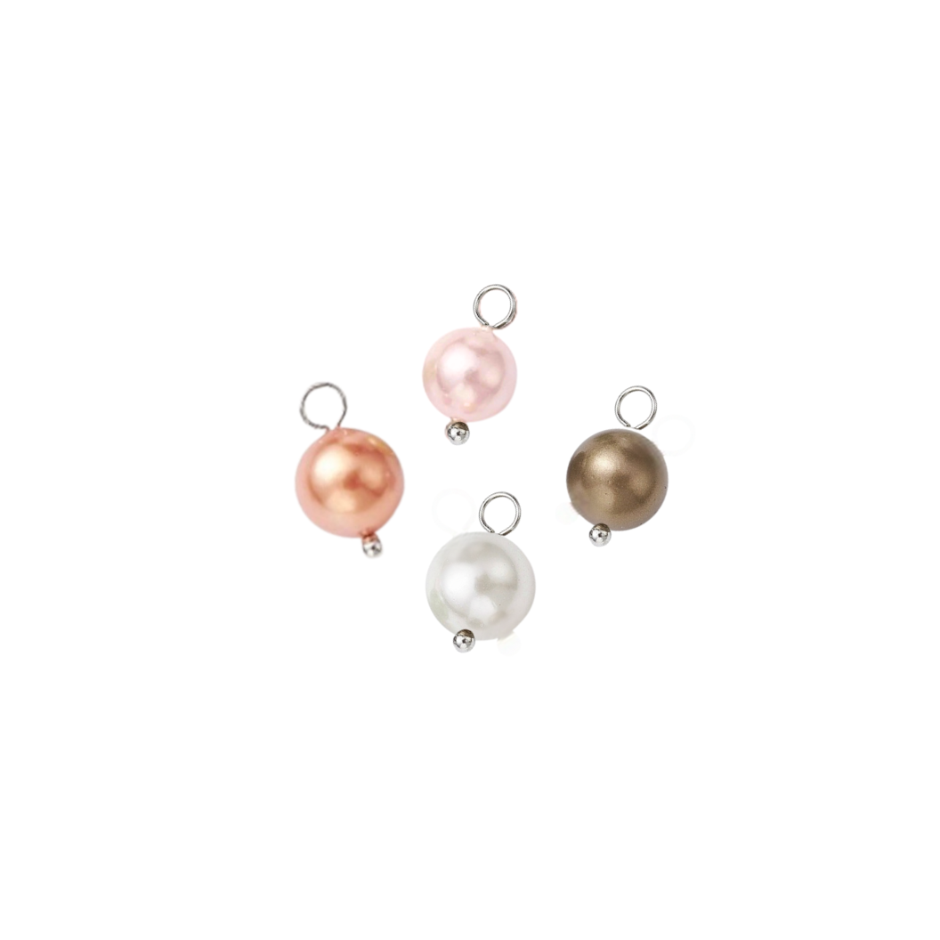 Front view of the Silver Blush Shell Pearl Charm | Assorted
