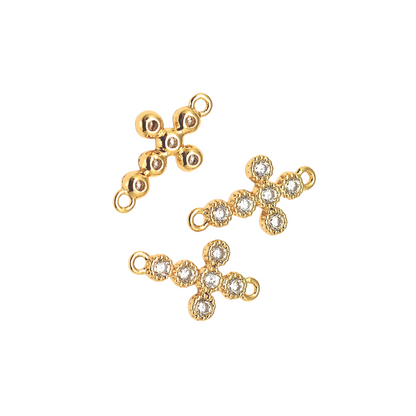 Front and back view of the Gold Bubble Rhinestone Connector Cross