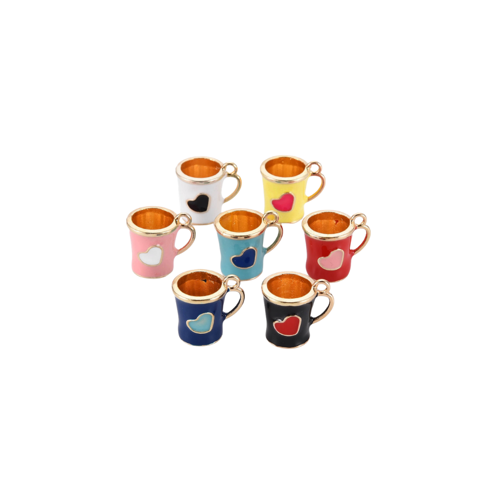 Gold Heart Coffee Cup Charm - Assorted