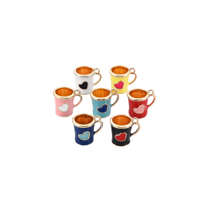 Gold Heart Coffee Cup Charm - Assorted